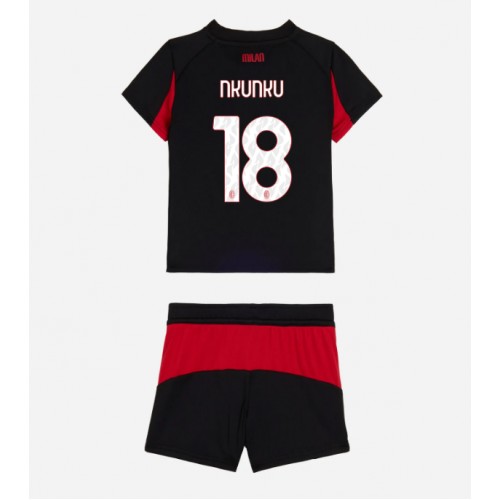 Stroje piłkarskie AC Milan Christopher Nkunku #18 Koszulka Podstawowej dla dzieci 2025-26 Krótki Rękaw (+ szorty)
